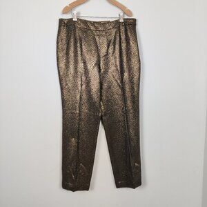 Anne Klein Women's Dress Pants in Black Shiny Metallic Golden Size 12 Formal NEW